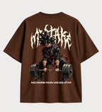 Camiseta oversized Goku Black Deadlift – costas, cor chocolate