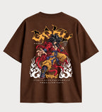 Camiseta oversized Goku Super Saiyajin 4 GT – costas, cor chocolate