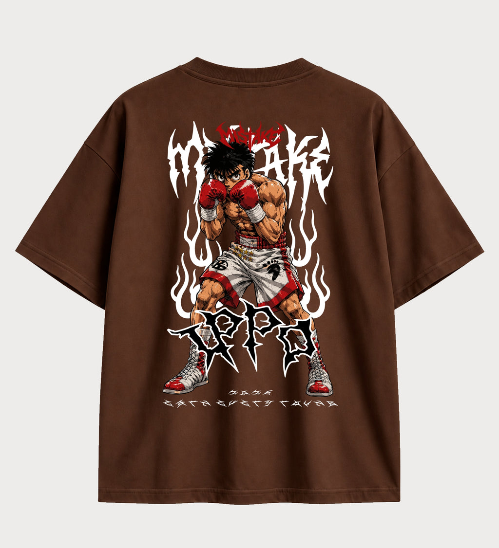 Camiseta oversized Ippo Makunouchi Hajime no Ippo – costas, cor chocolate