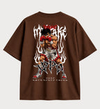 Camiseta oversized Ippo Makunouchi Hajime no Ippo – costas, cor chocolate