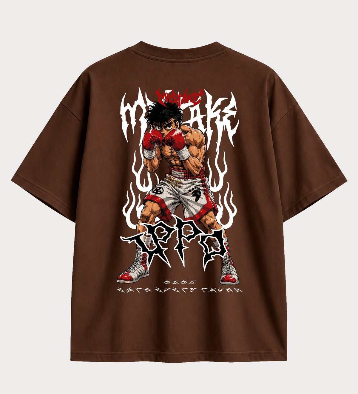 Camiseta oversized Ippo Makunouchi Hajime no Ippo – costas, cor chocolate