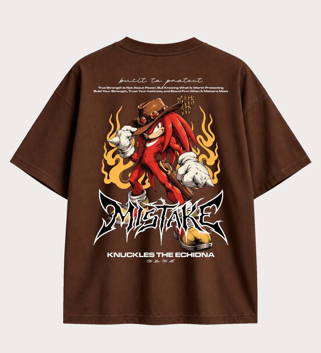 Camiseta oversized Knuckles Cowboy Sonic – costas, cor chocolate