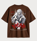 Camiseta oversized Near Death Note – costas, cor chocolate