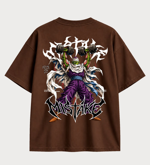 Camiseta oversized Piccolo Gym – costas, cor chocolate