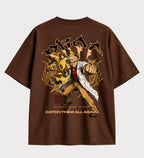 Camiseta oversized Pokémon Catch Them All Again – costas, cor chocolate