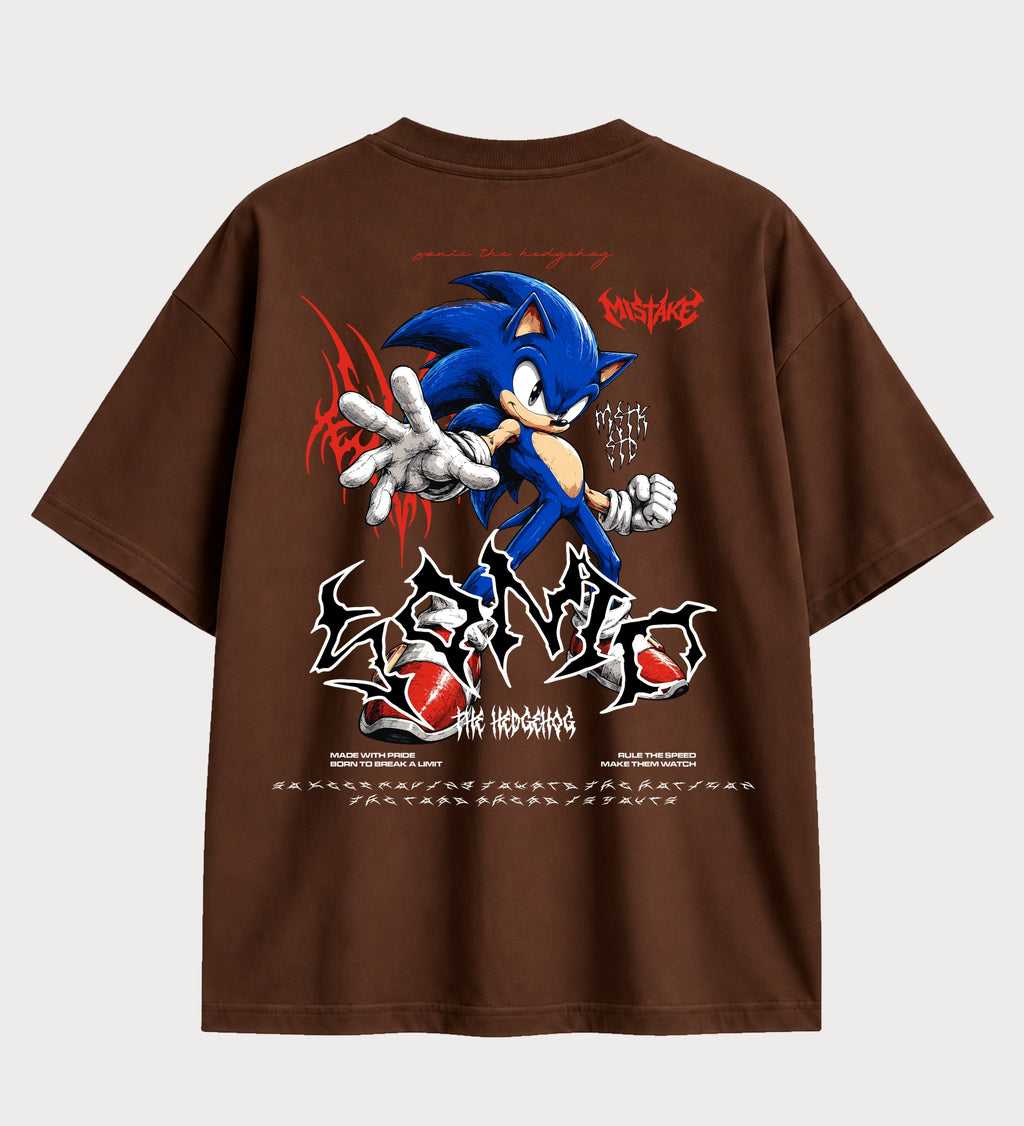Camiseta oversized Sonic Street Style – costas, cor chocolate