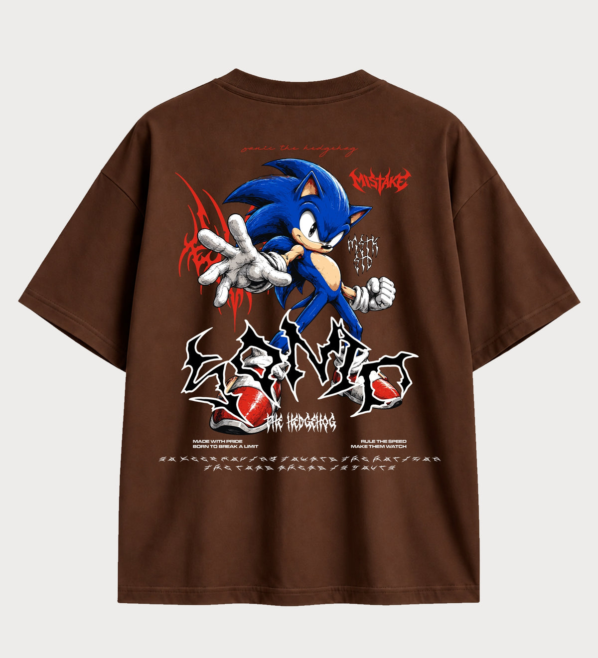Camiseta oversized Sonic Street Style – costas, cor chocolate