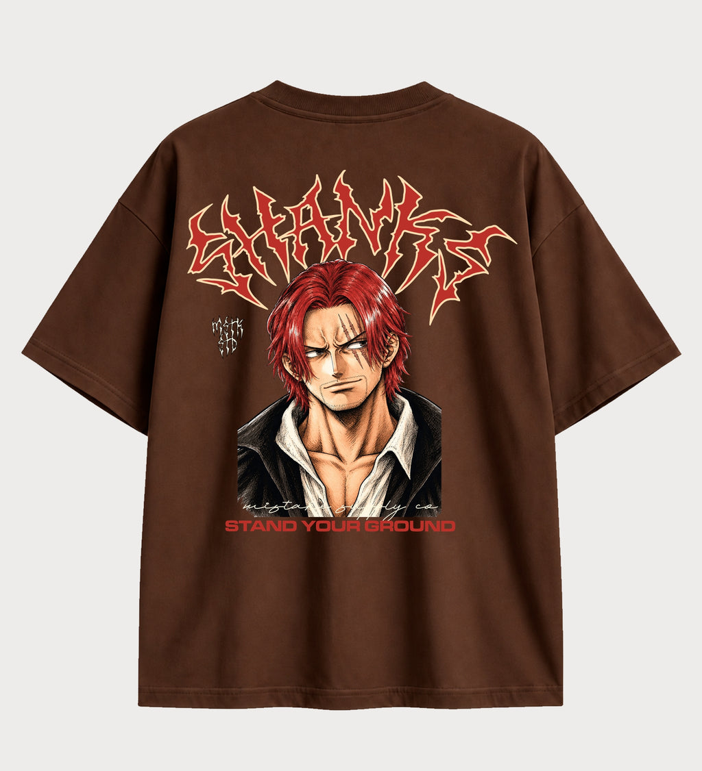 Camiseta oversized Shanks Stand Your Ground One Piece – costas, cor chocolate