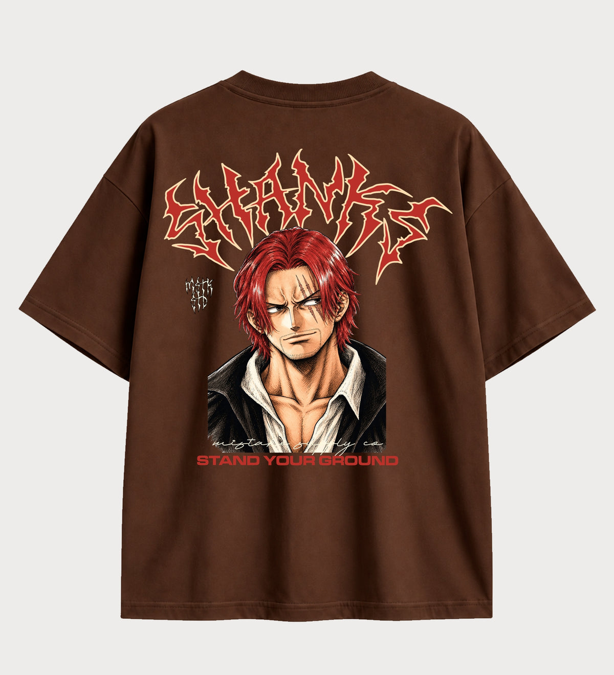 Camiseta oversized Shanks Stand Your Ground One Piece – costas, cor chocolate