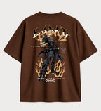 Camiseta oversized Sanji Diable Jambe One Piece – costas, cor chocolate