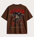 Camiseta oversized Light Yagami e Ryuk Death Note – costas, cor chocolate