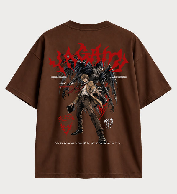 Camiseta Oversized Suedine Light Yagami & Ryuk