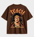 Camiseta oversized Barba Negra Chase the Darkness One Piece – costas, cor chocolate