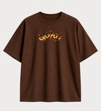 Camiseta oversized Goku Super Saiyajin 4 GT – frente, cor chocolate