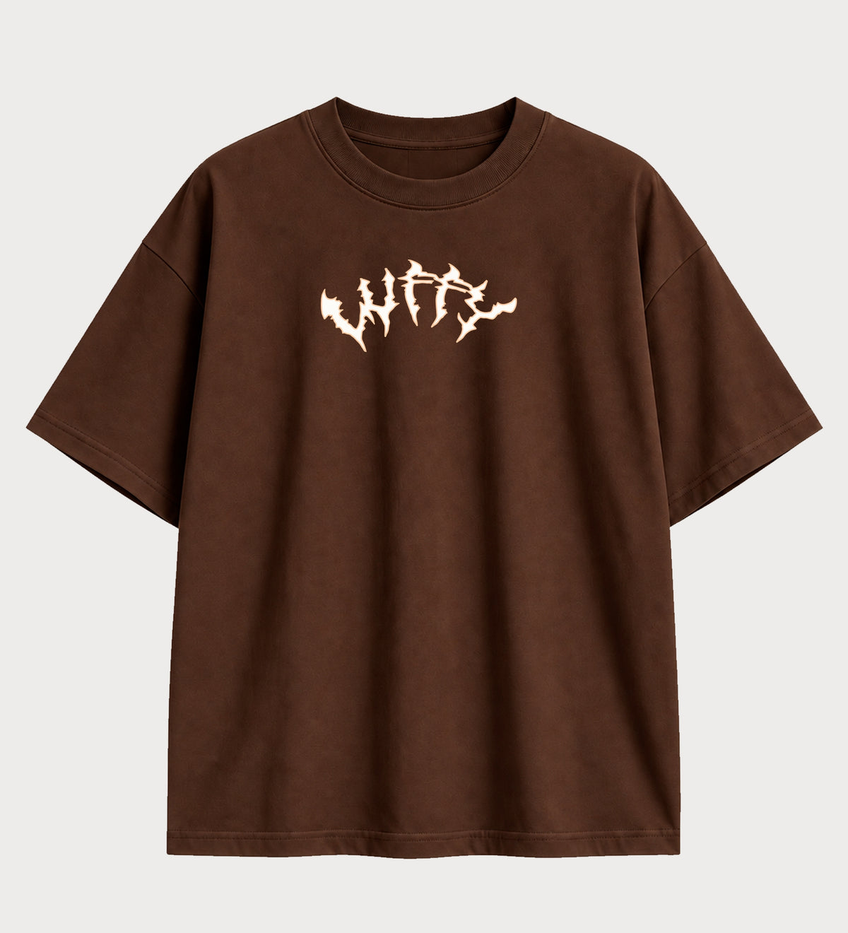 Camiseta oversized Luffy Gear 5 Chase Freedom One Piece – frente, cor chocolate