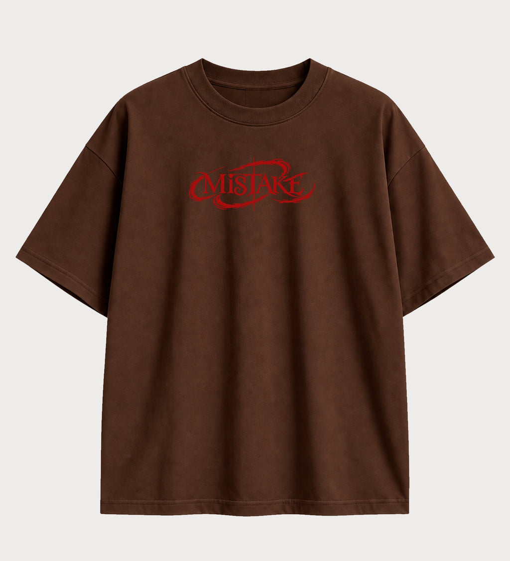 Camiseta oversized Near Death Note – frente, cor chocolate