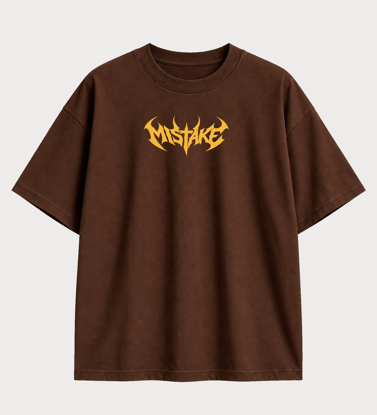 Camiseta oversized Pokémon Catch Them All Again – frente, cor chocolate