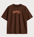 Camiseta oversized Shanks Stand Your Ground One Piece – frente, cor chocolate