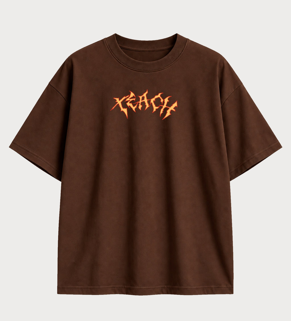 Camiseta oversized Barba Negra Chase the Darkness One Piece – frente, cor chocolate