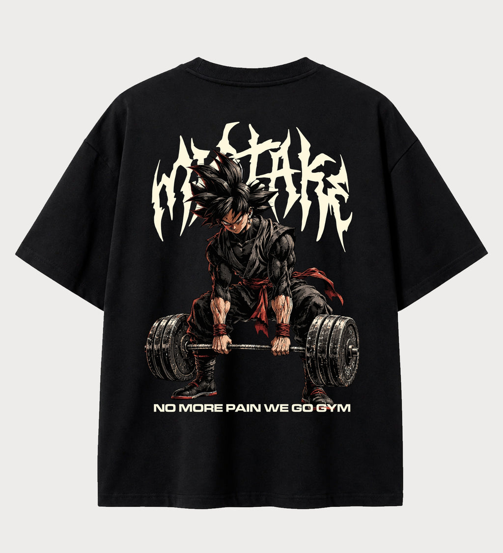 Camiseta oversized Goku Black Deadlift – costas, cor preta