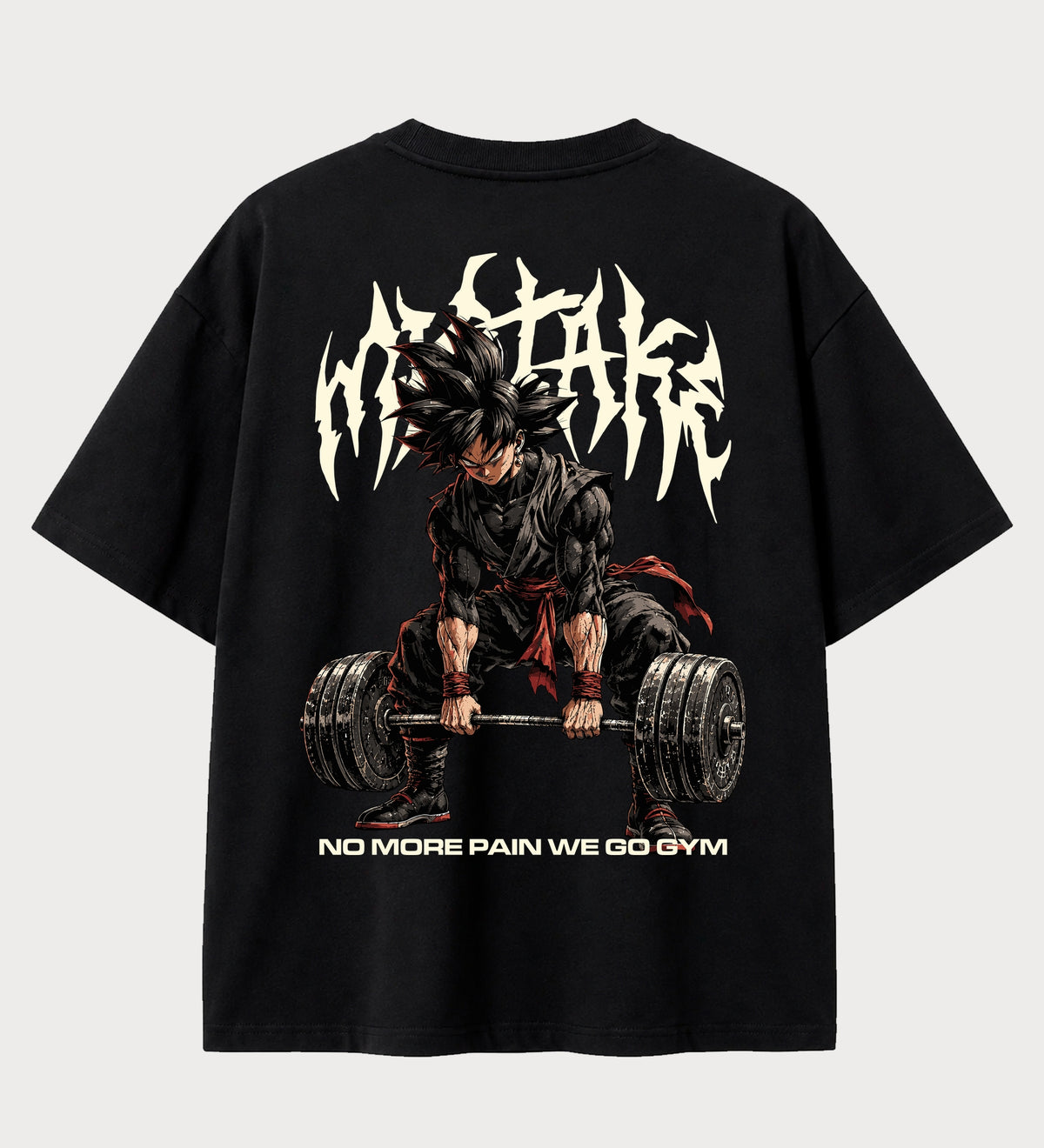 Camiseta oversized Goku Black Deadlift – costas, cor preta