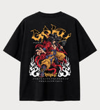 Camiseta oversized Goku Super Saiyajin 4 GT – costas, cor preta