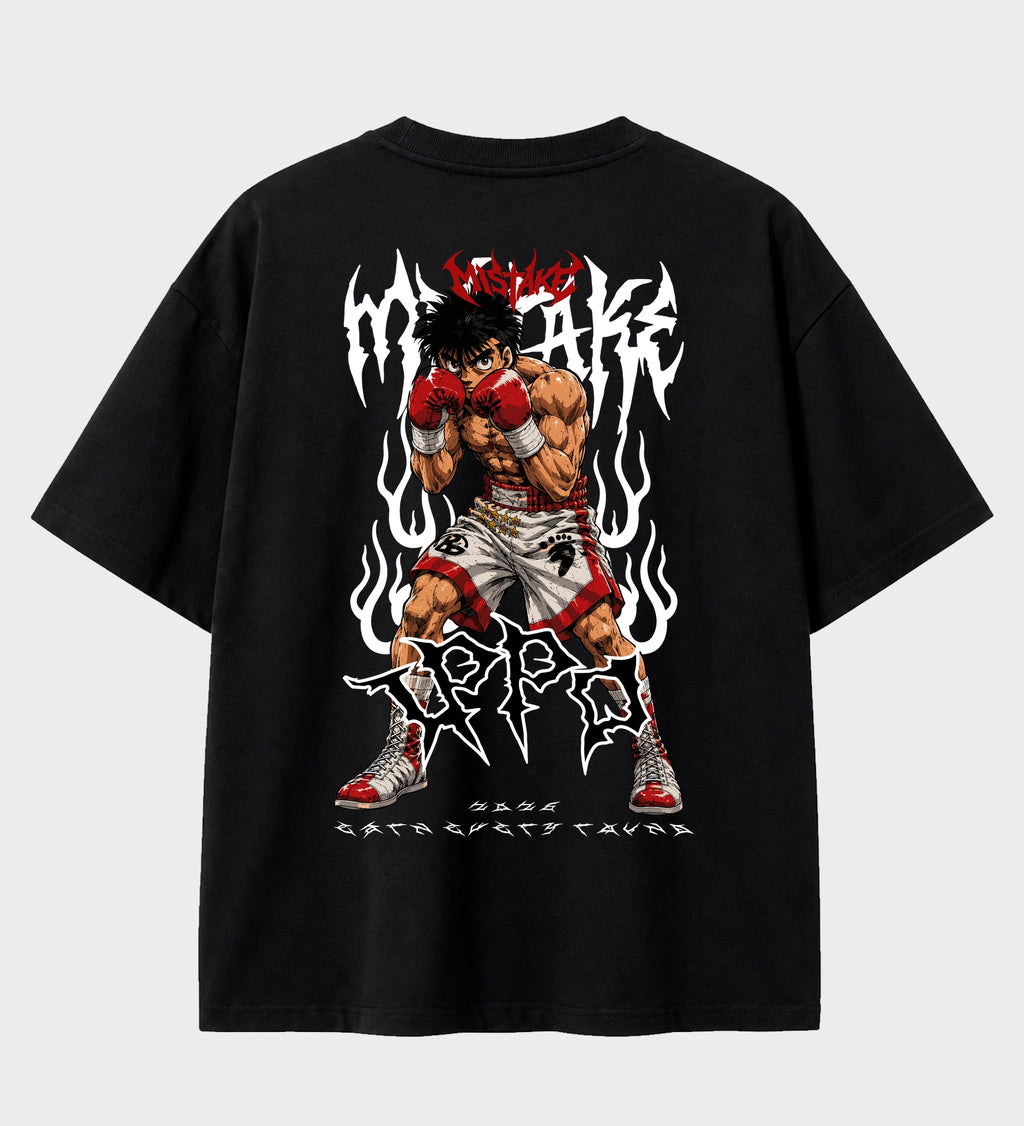 Camiseta oversized Ippo Makunouchi Hajime no Ippo – costas, cor preta