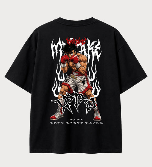 Camiseta oversized Ippo Makunouchi Hajime no Ippo – costas, cor preta