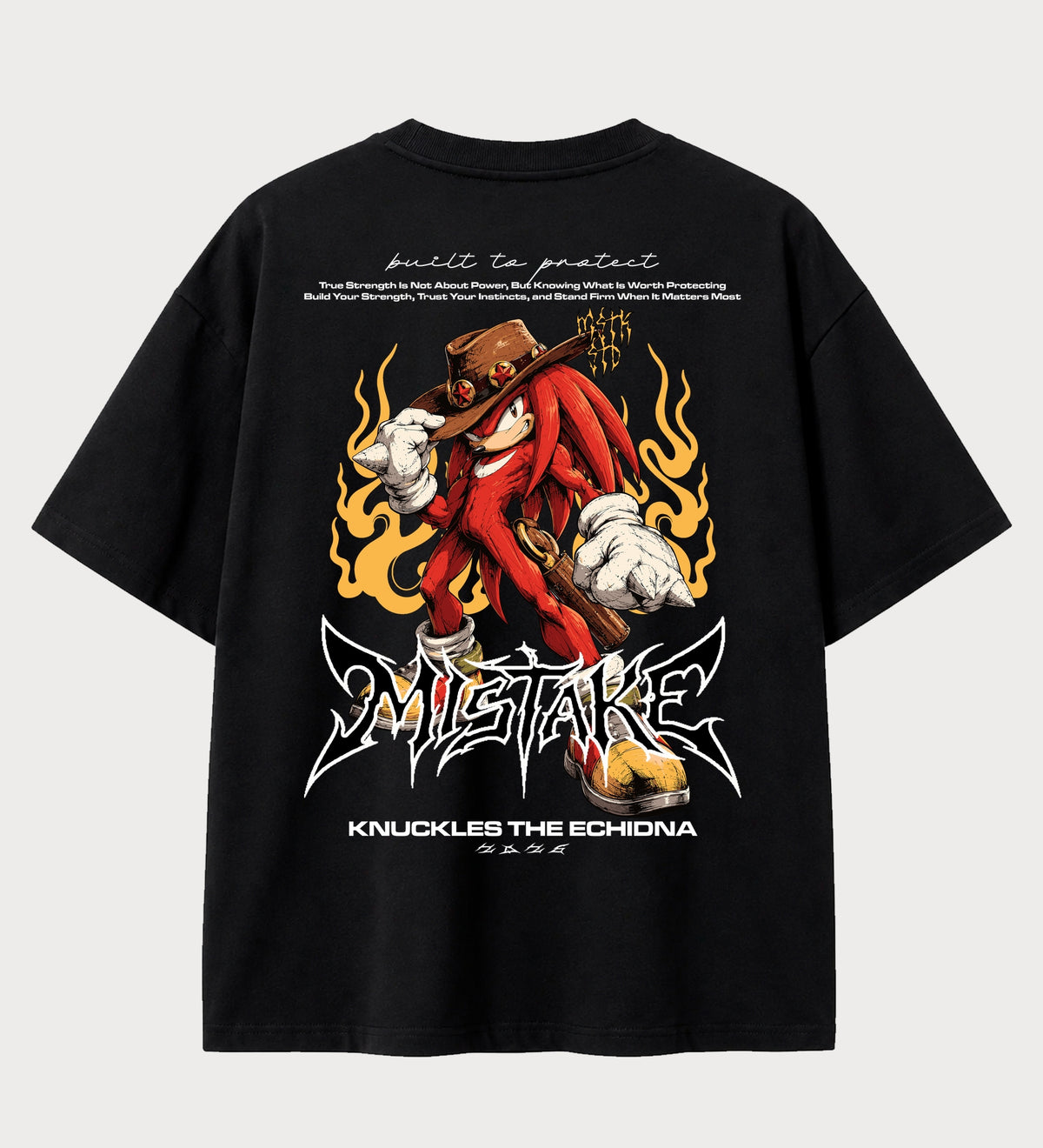 Camiseta oversized Knuckles Cowboy Sonic – costas, cor preta