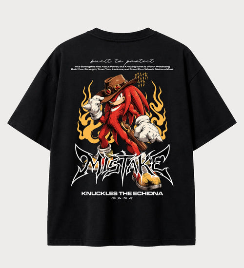 Camiseta oversized Knuckles Cowboy Sonic – costas, cor preta