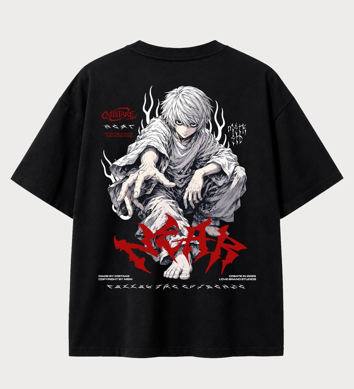 Camiseta oversized Near Death Note – costas, cor preta