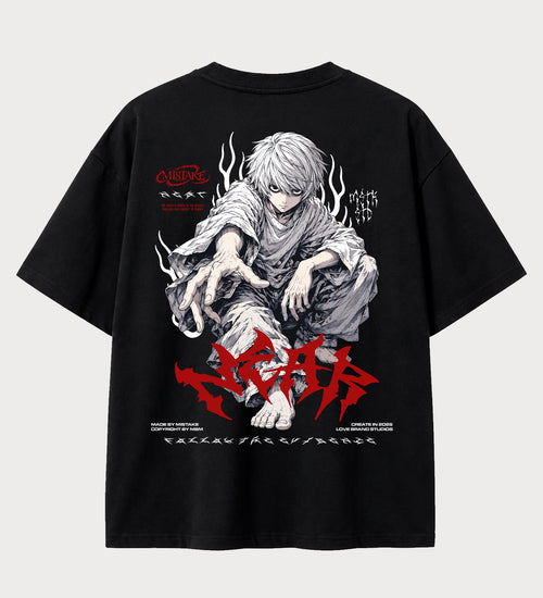 Camiseta oversized Near Death Note – costas, cor preta