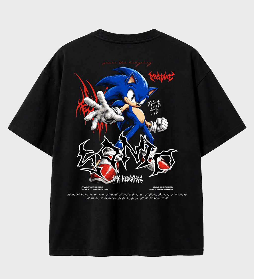 Camiseta oversized Sonic Street Style – costas, cor preta