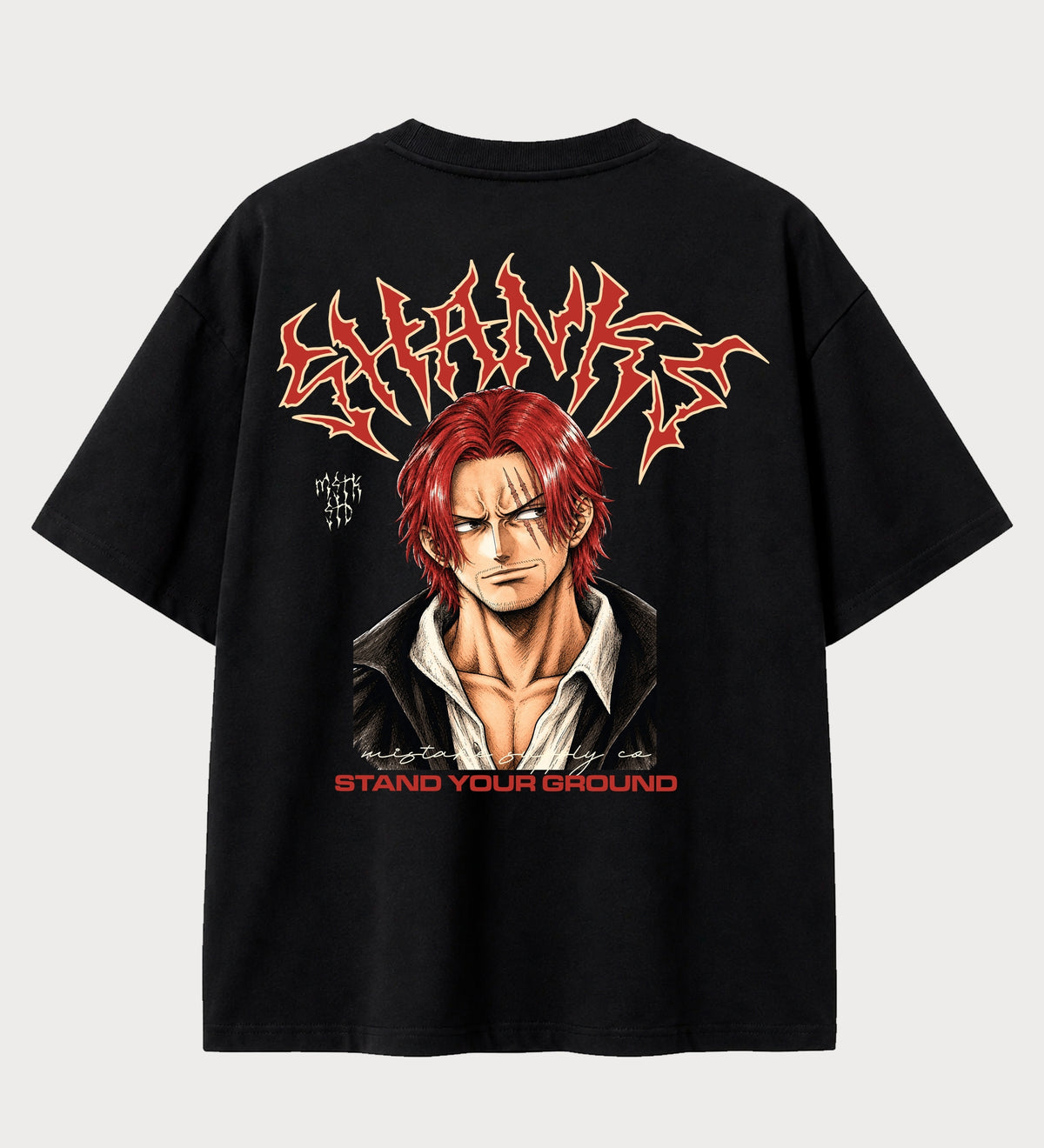 Camiseta oversized Shanks Stand Your Ground One Piece – costas, cor preta