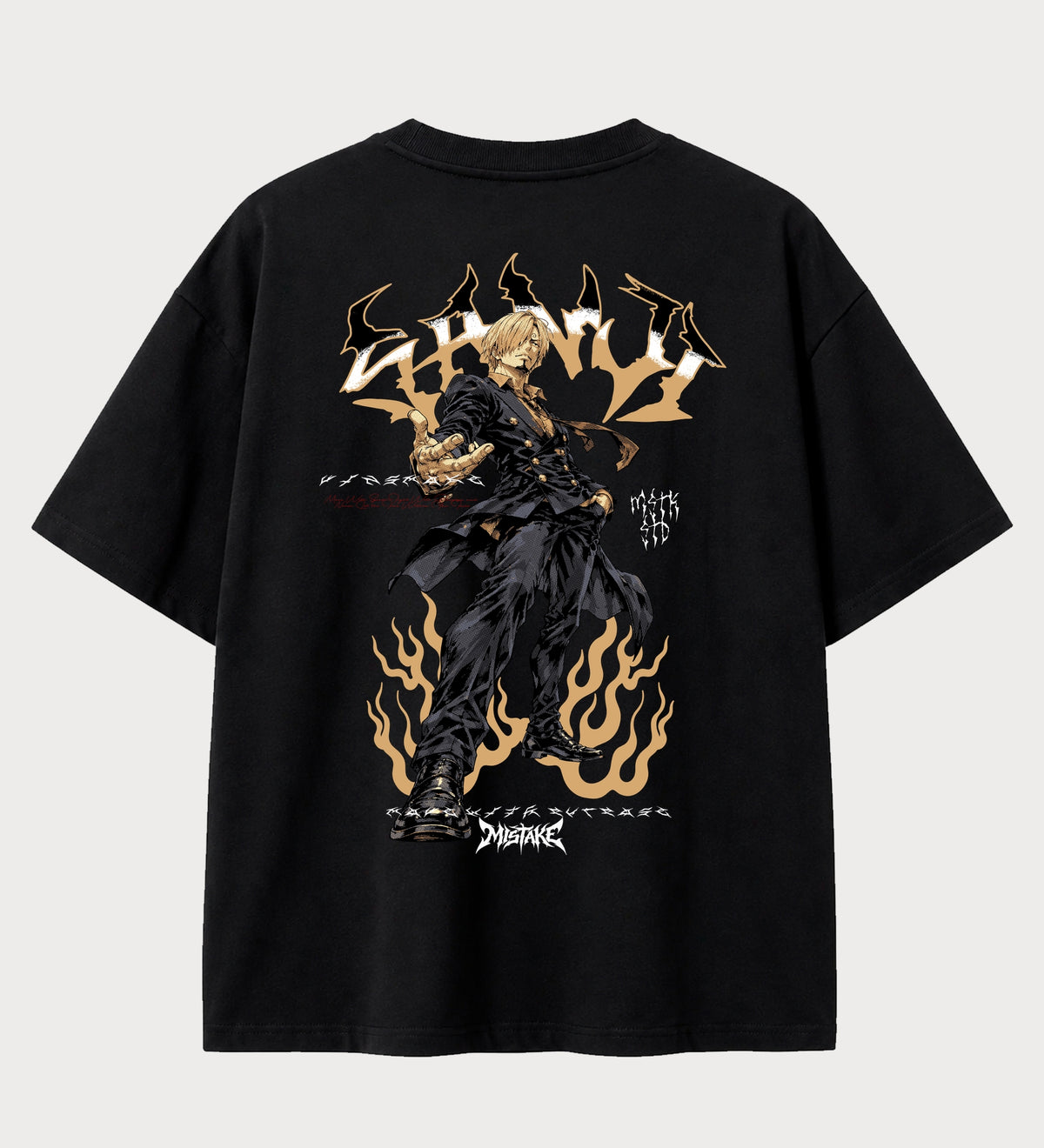 Camiseta oversized Sanji Diable Jambe One Piece – costas, cor preta
