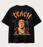 Camiseta oversized Barba Negra Chase the Darkness One Piece – costas, cor preta