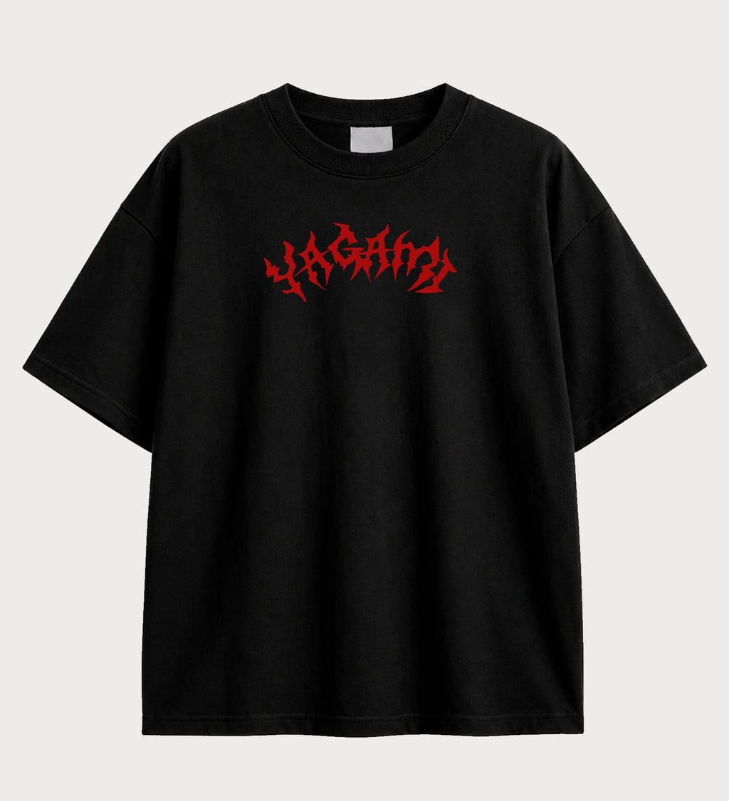 Camiseta oversized Light Yagami e Ryuk Death Note – frente, cor preta