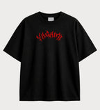 Camiseta oversized Light Yagami e Ryuk Death Note – frente, cor preta